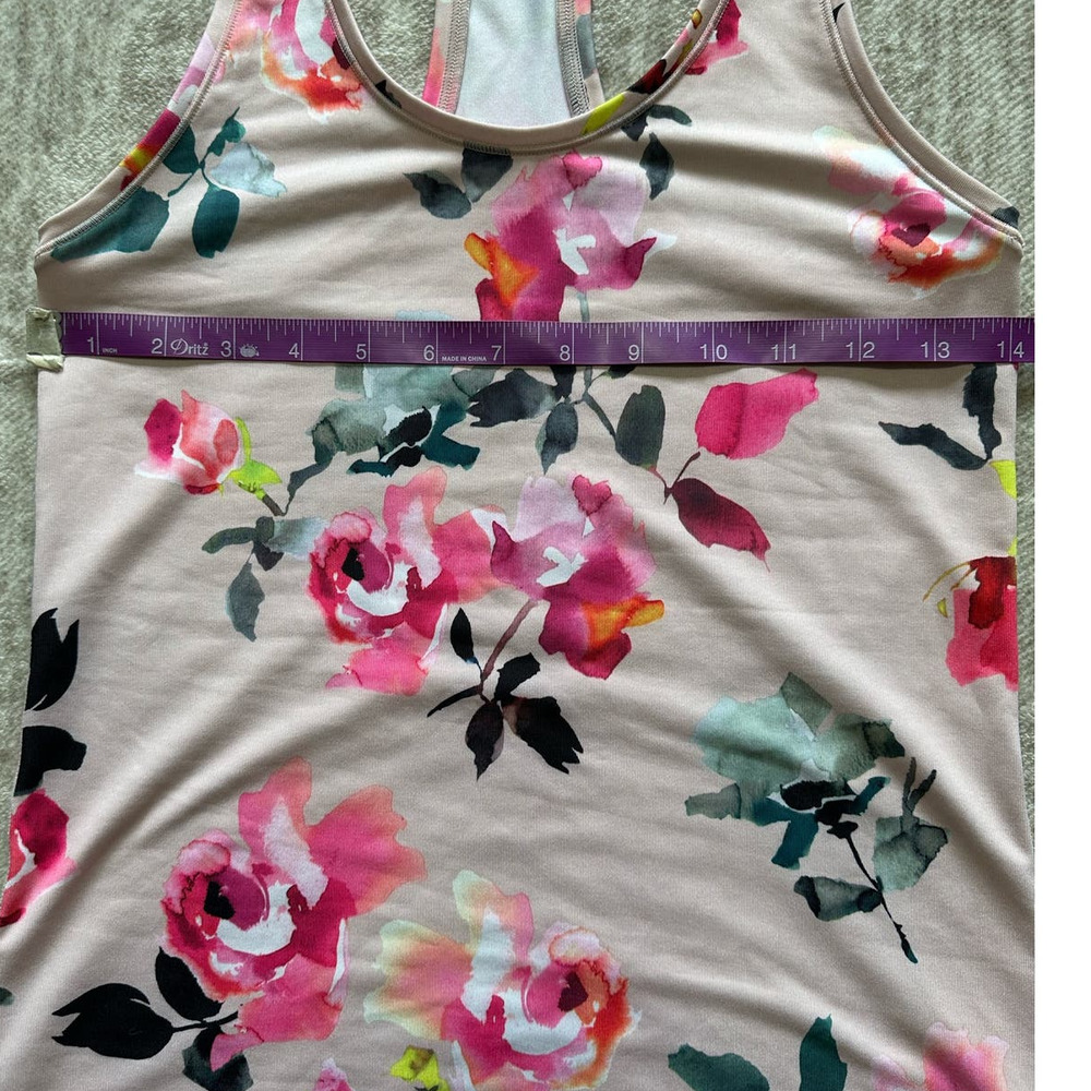 Athleta Shanti Floral Racerback Tank Top Pink Rose Print Athletic XS - Picture 8 of 9